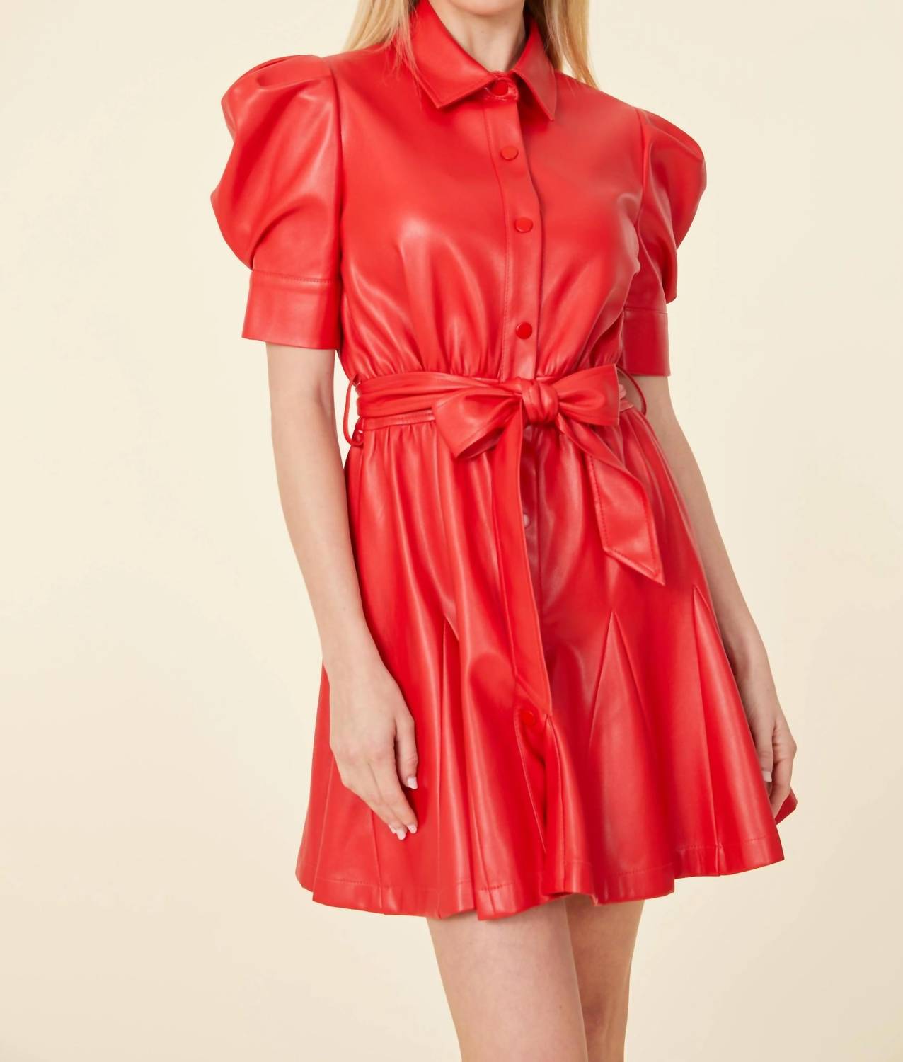 Dolce Cabo - Vegan Leather Puff Sleeve Dress