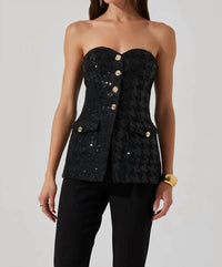 Astr - Adeline Sequin Houndstooth Bustier Top