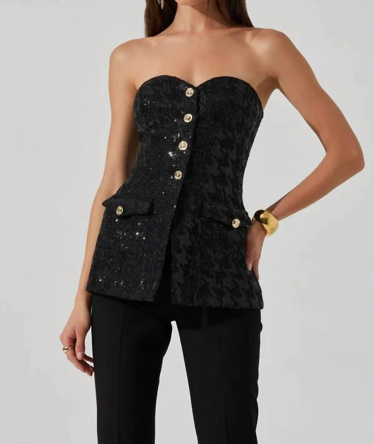 Astr - Adeline Sequin Houndstooth Bustier Top
