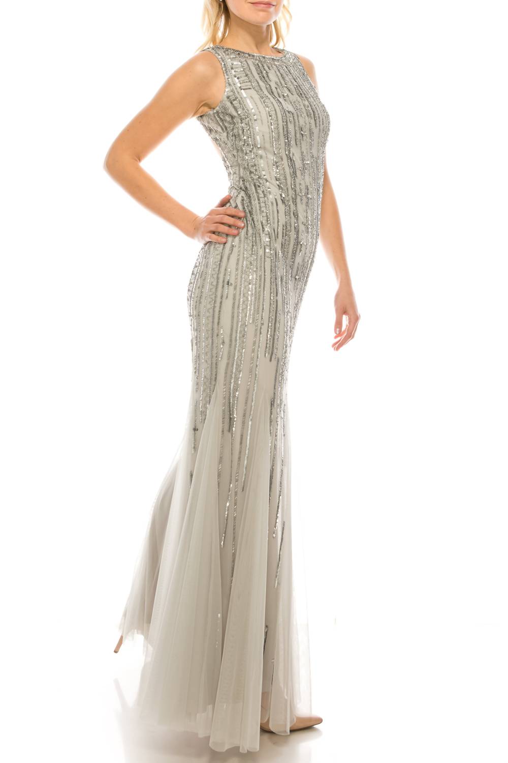 Aidan Mattox - Beaded Open-back Evening Dress