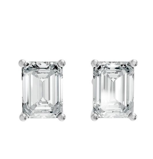 Aamiaa - Women's Emerald Shape 4 Prong Push Back Studs