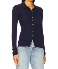 PISTOLA Korey Top in navy - women's long sleeve top - detail view