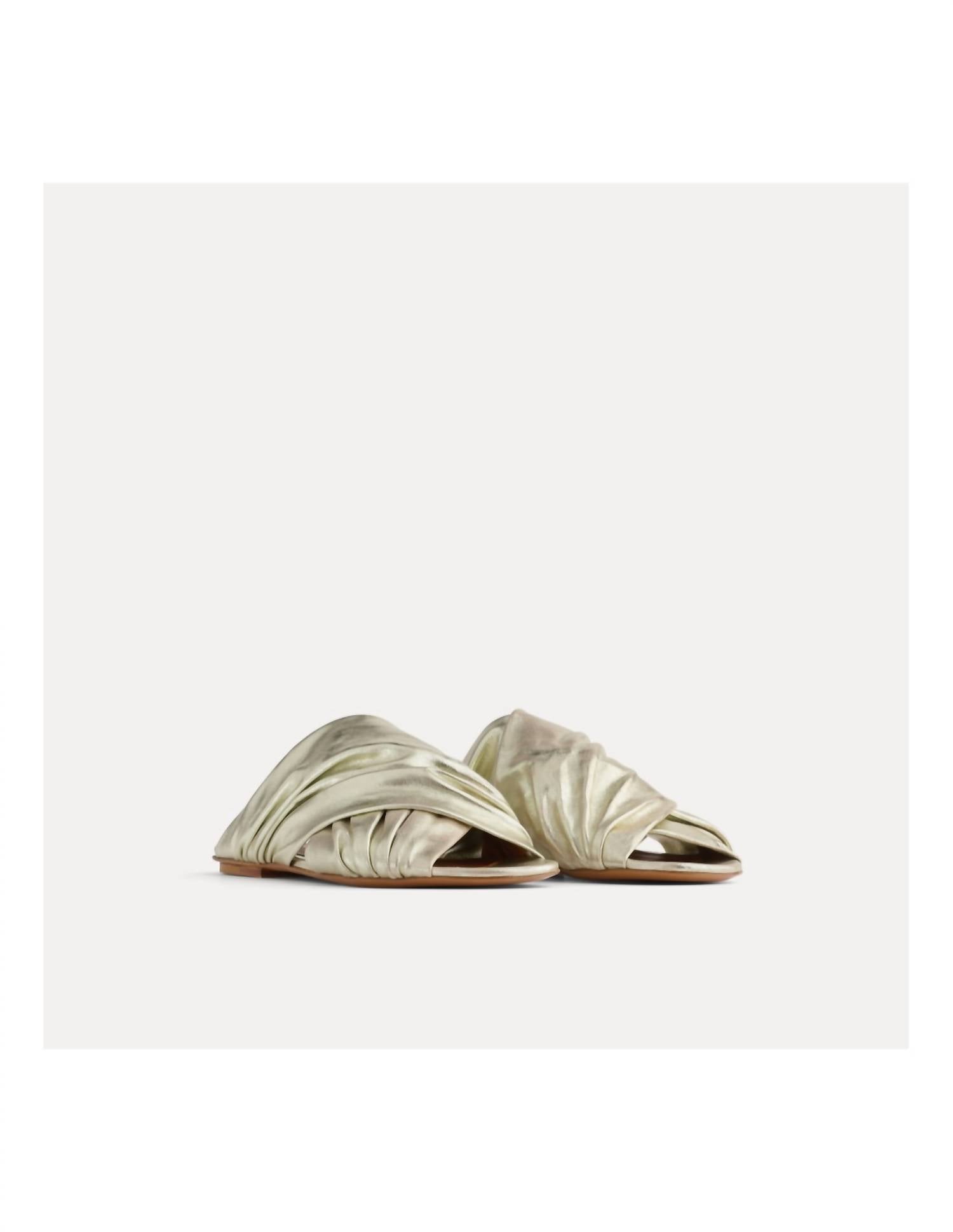 Forte Forte - Women's Flat Laminated Leather Crossed Sandals