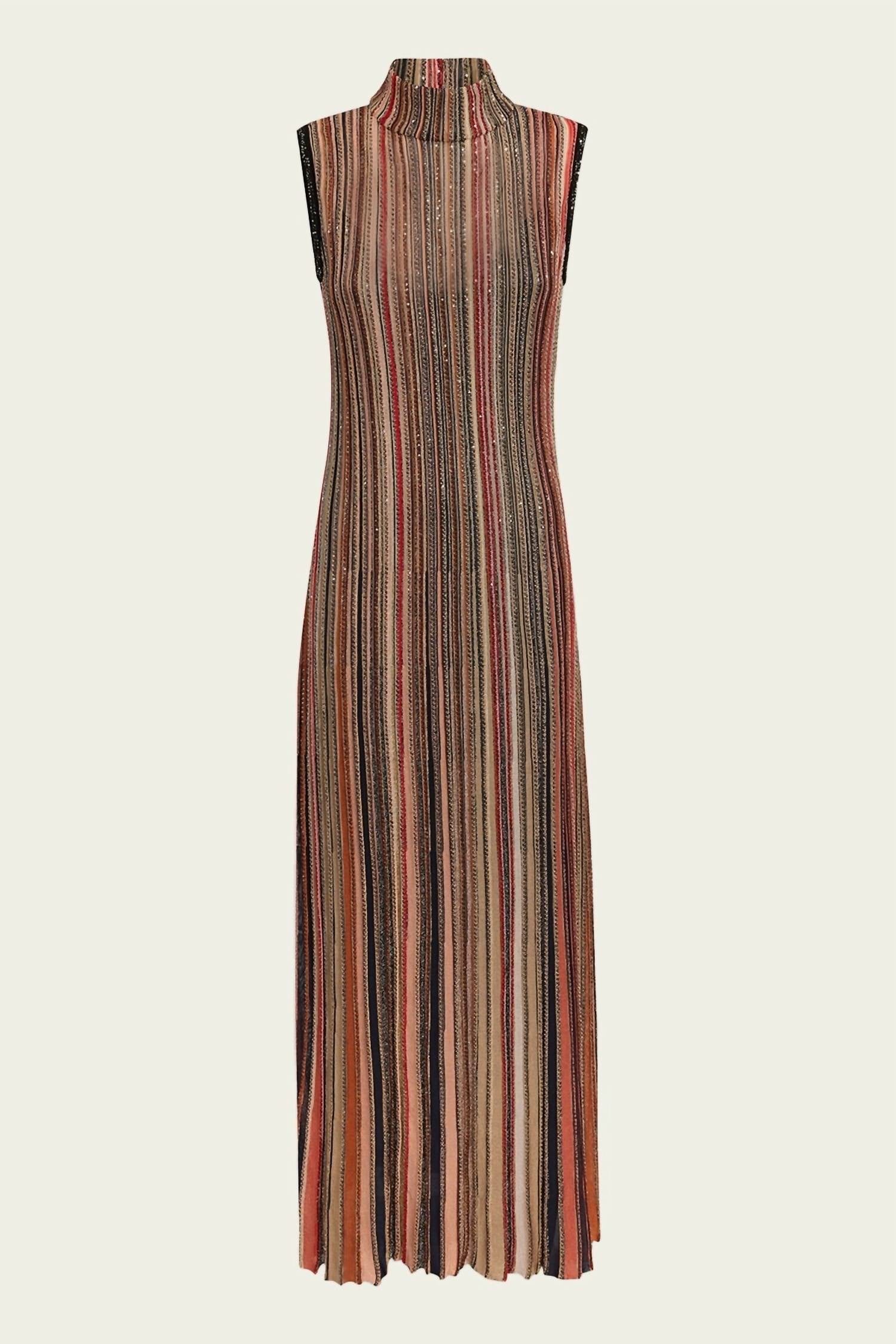 Missoni - Sleeveless Embellished Stripe Knit Maxi Dress