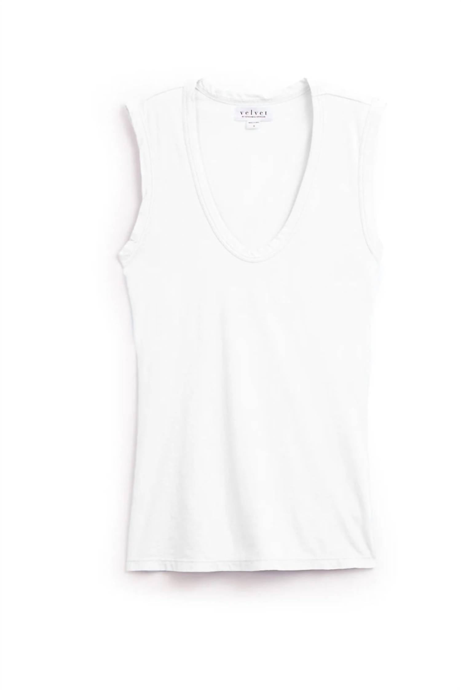 Velvet by Graham & Spencer Estina Sleeveless Tank Top in white - women's tank top - alternate view