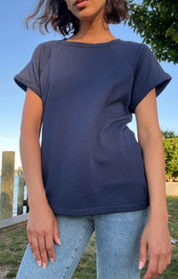 Bobi - Boatneck Roll Sleeve Raglan Top