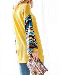 My Story - Tribal Striped Sleeve Knit Top