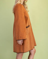 GiGiO Corduroy U-neck Dress in camel - women's dress - view 4
