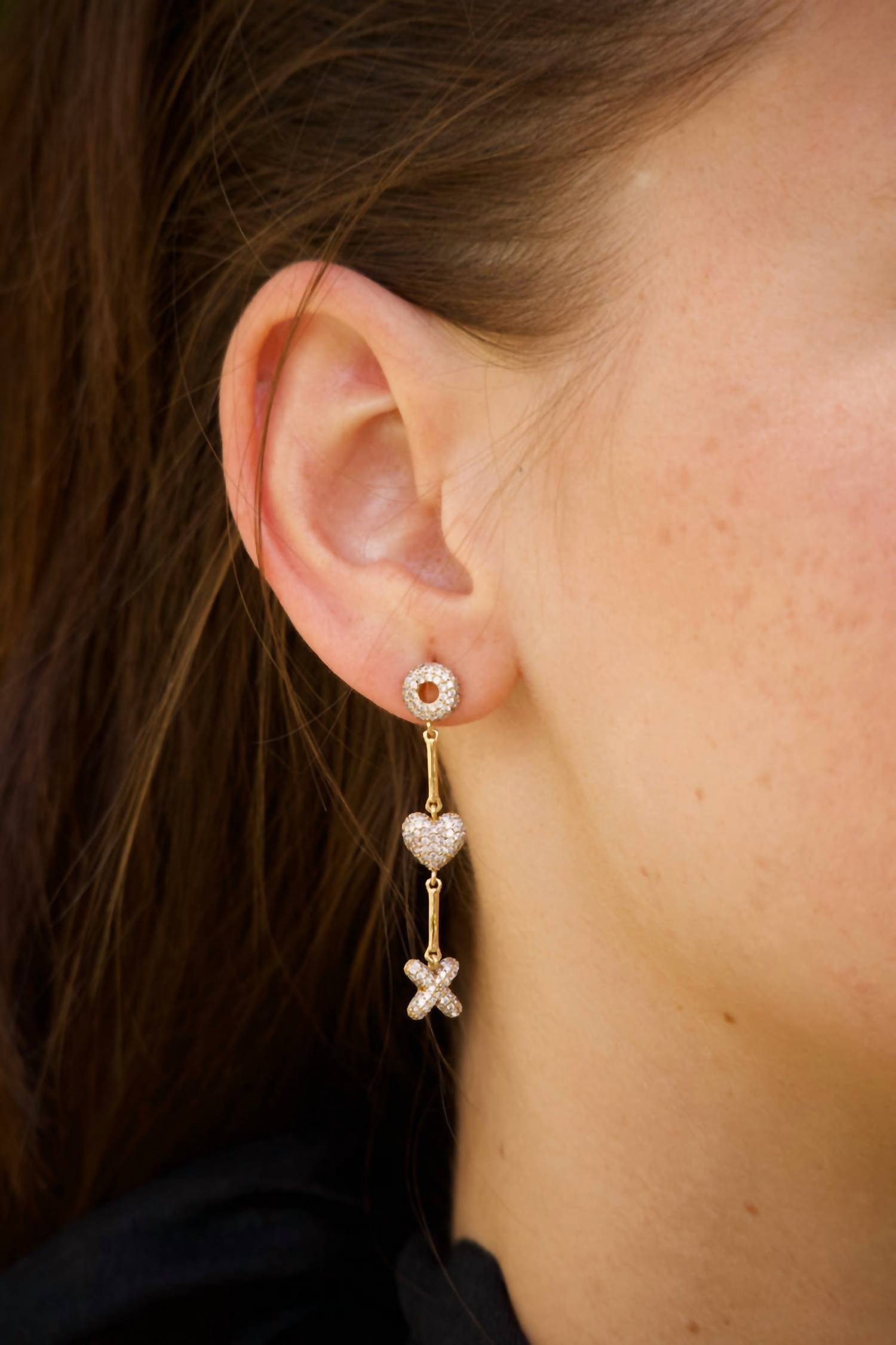 Mignonne Gavigan Women's Xoxo Earrings in gold - women's jewelry - detail view