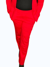 SKIES ARE BLUE Knit Pintuck Trouser Pants in scarlet red - women's pants