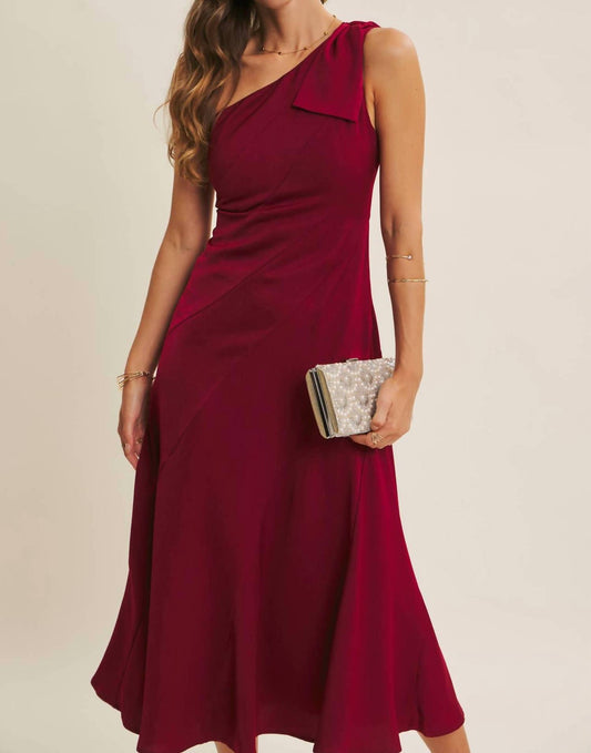 In February - Bordeaux One Shoulder Midi Dress