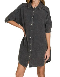 Zenana - Gauze Button Down Short Sleeve Shirt