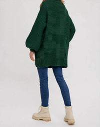 Bluivy - Chunky Cable Lantern Sleeve Cardigan