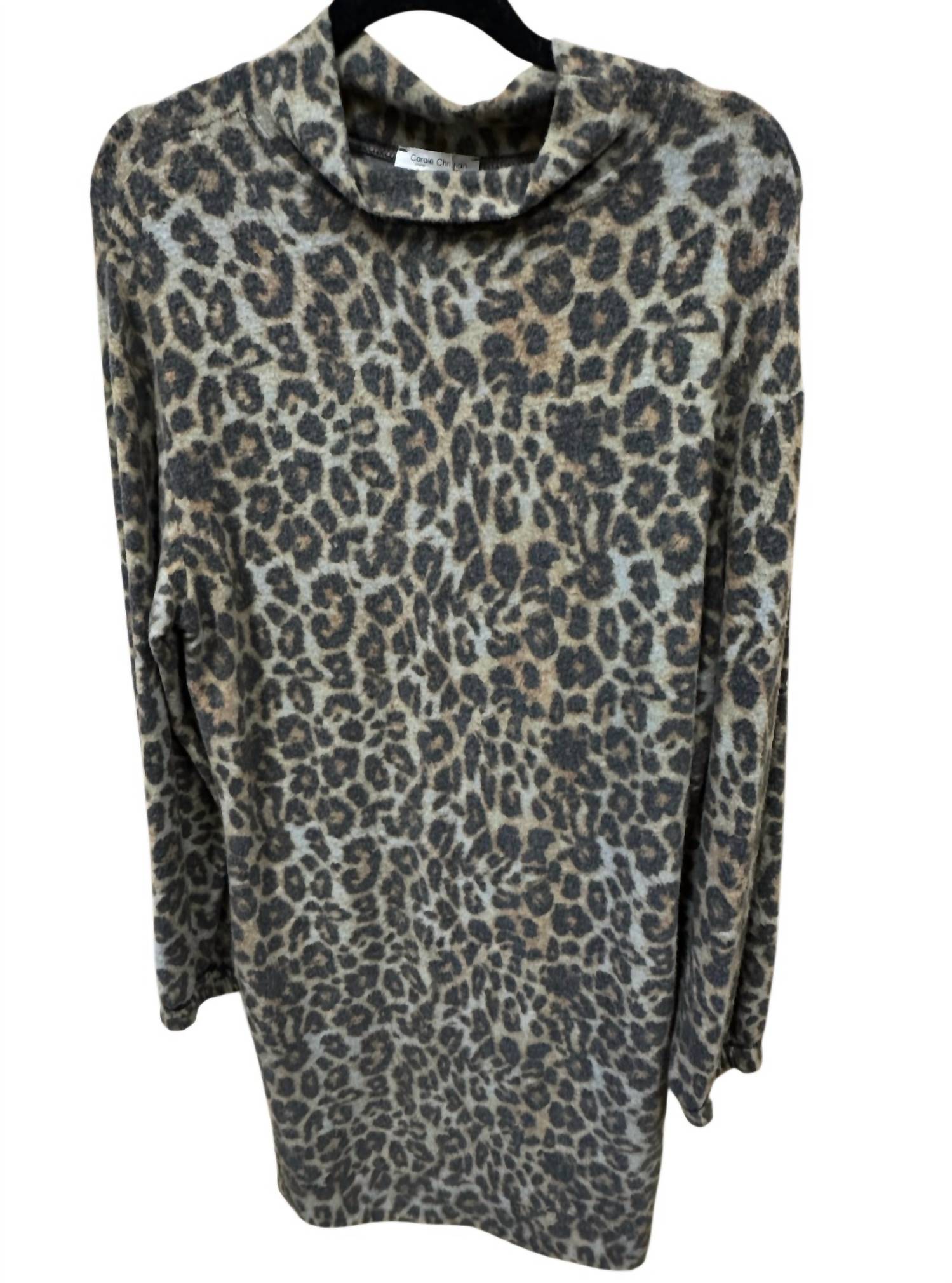 Carole Christian Women's Soft Fleece Long Sleeve Dress in cheetah - women's dress