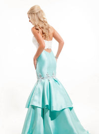 Rachel Allan - Sweetheart Neck Lace Mikado Mermaid Prom Gown