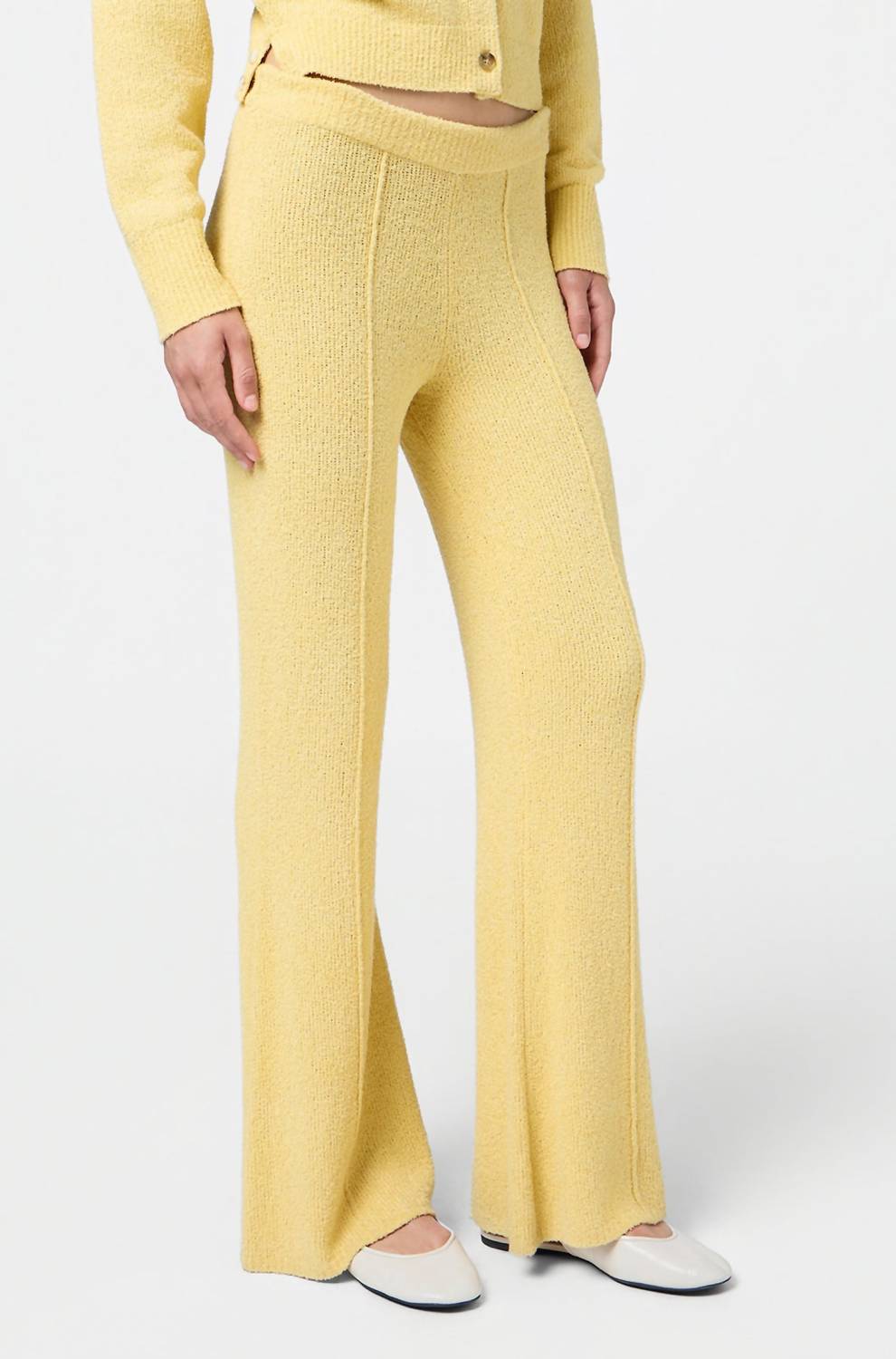 Guest In Residence Boucle Flare Pants in residence boucle flare pants in butter - women's pants - detail view