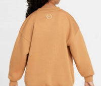 NIKE Sportswear Club Fleece Oversized Crew Neck Sweatshirt in tan - kids' shirt - detail view