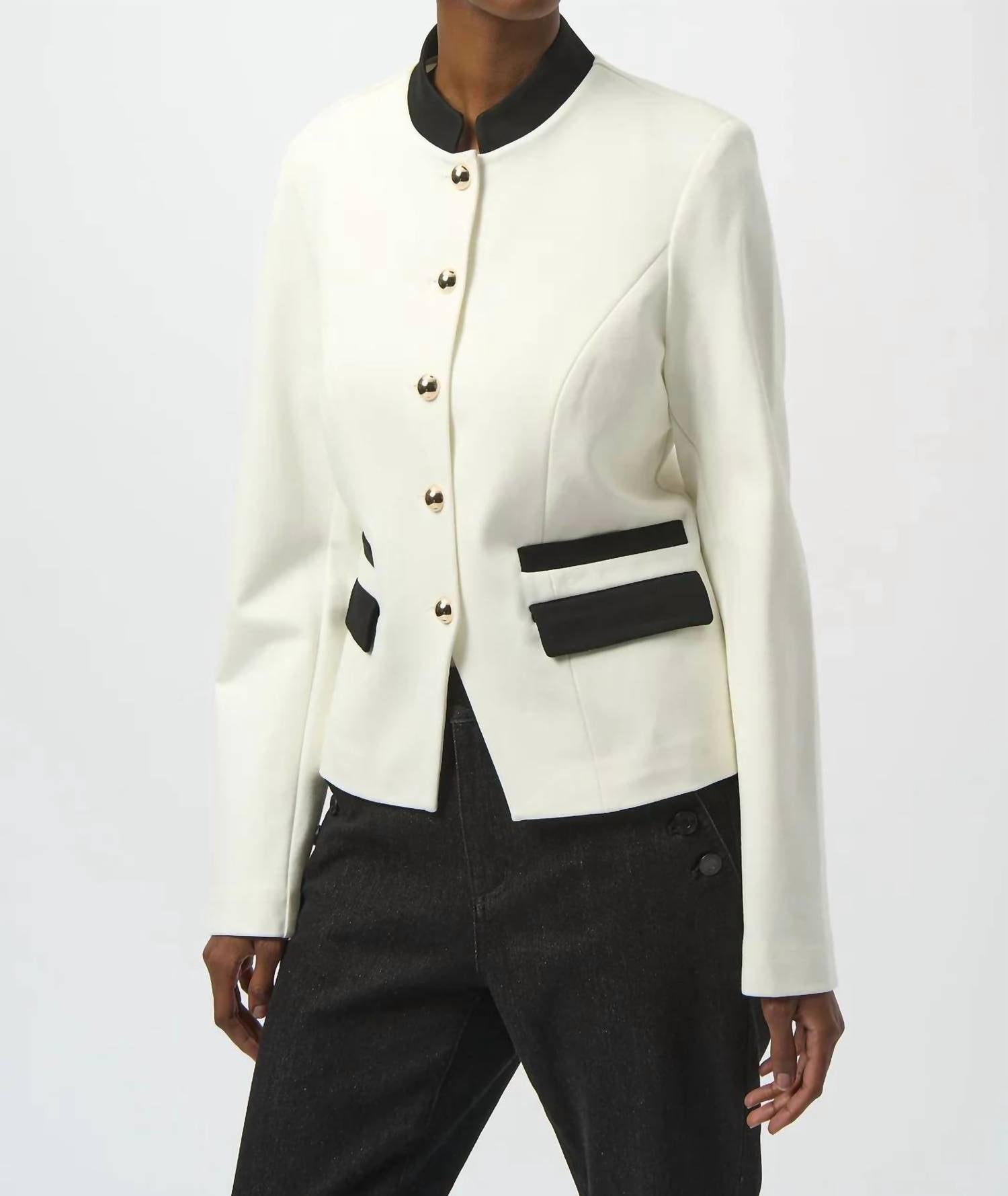 Joseph Ribkoff - Long Sleeves Mandarin Collar Jacket