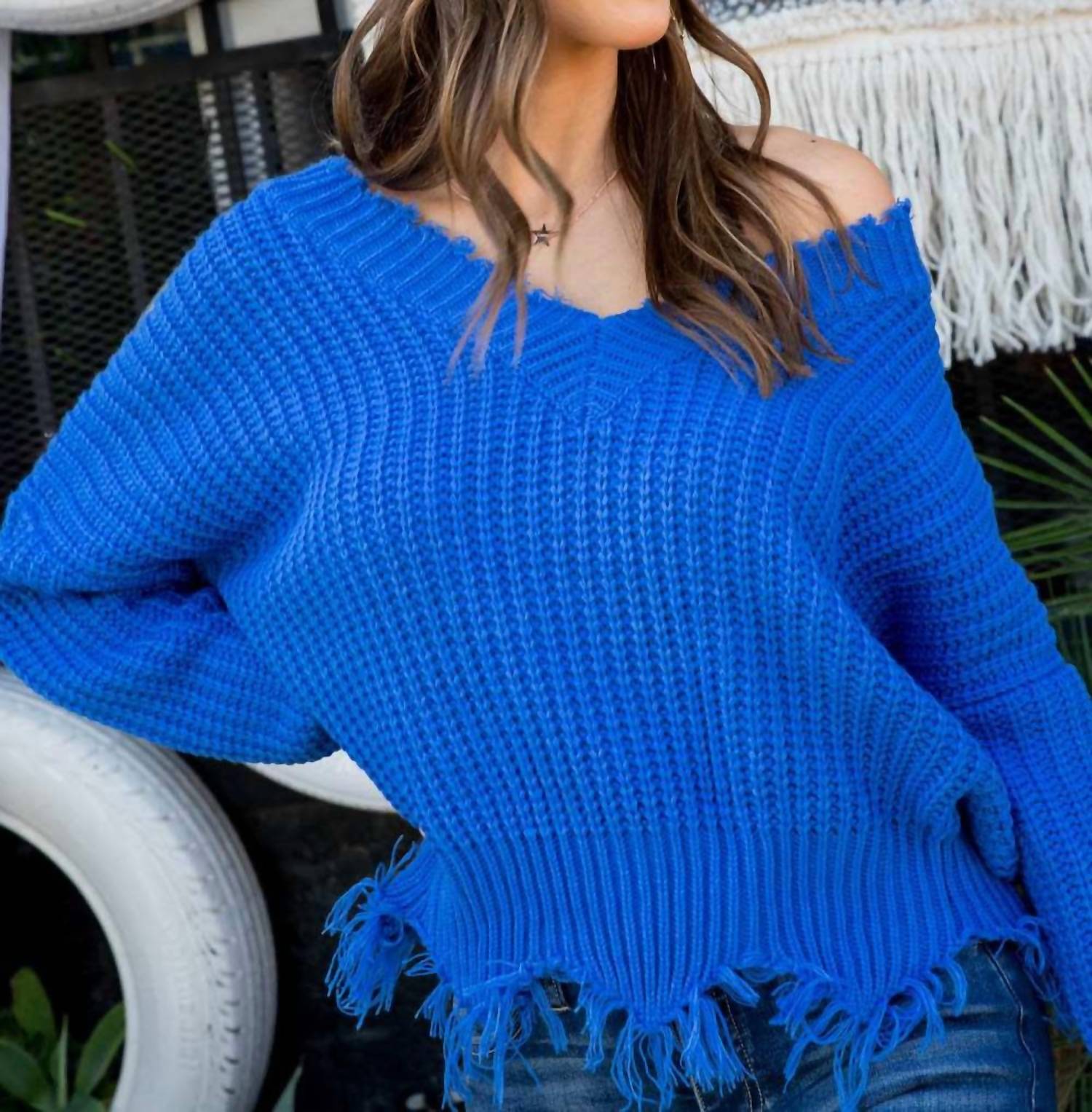 Mainstrip - Frayed Zig Zag Sweater