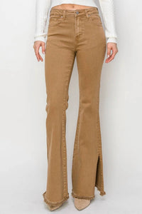 Risen - High Rise Side Slit Flare Pants
