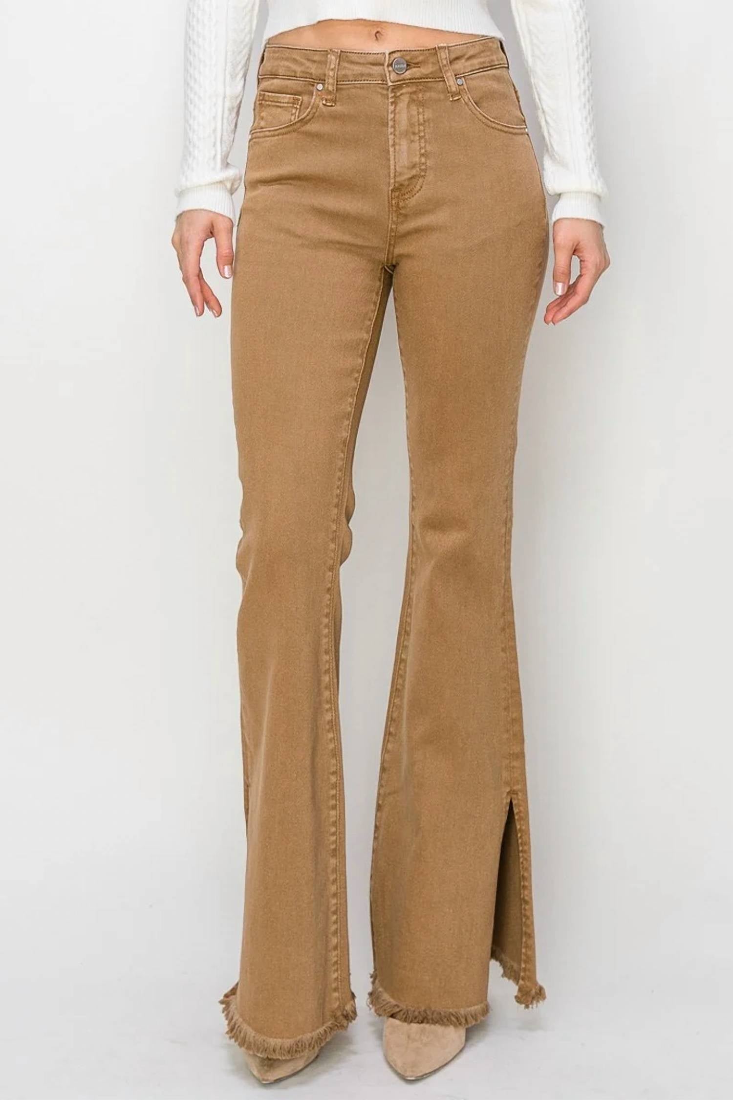 Risen - High Rise Side Slit Flare Pants