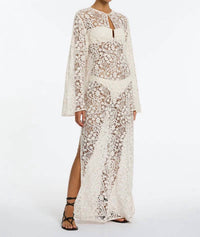JETS Velana Lace Maxi Kaftan Cover Up in cream - women's dress - detail view