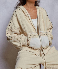 POL Stoddard Zip Up Hoodie in natural - women's top - view 4