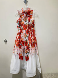 EB Luxe Floral Print Halter Dress in red multi - women's dress - view 5