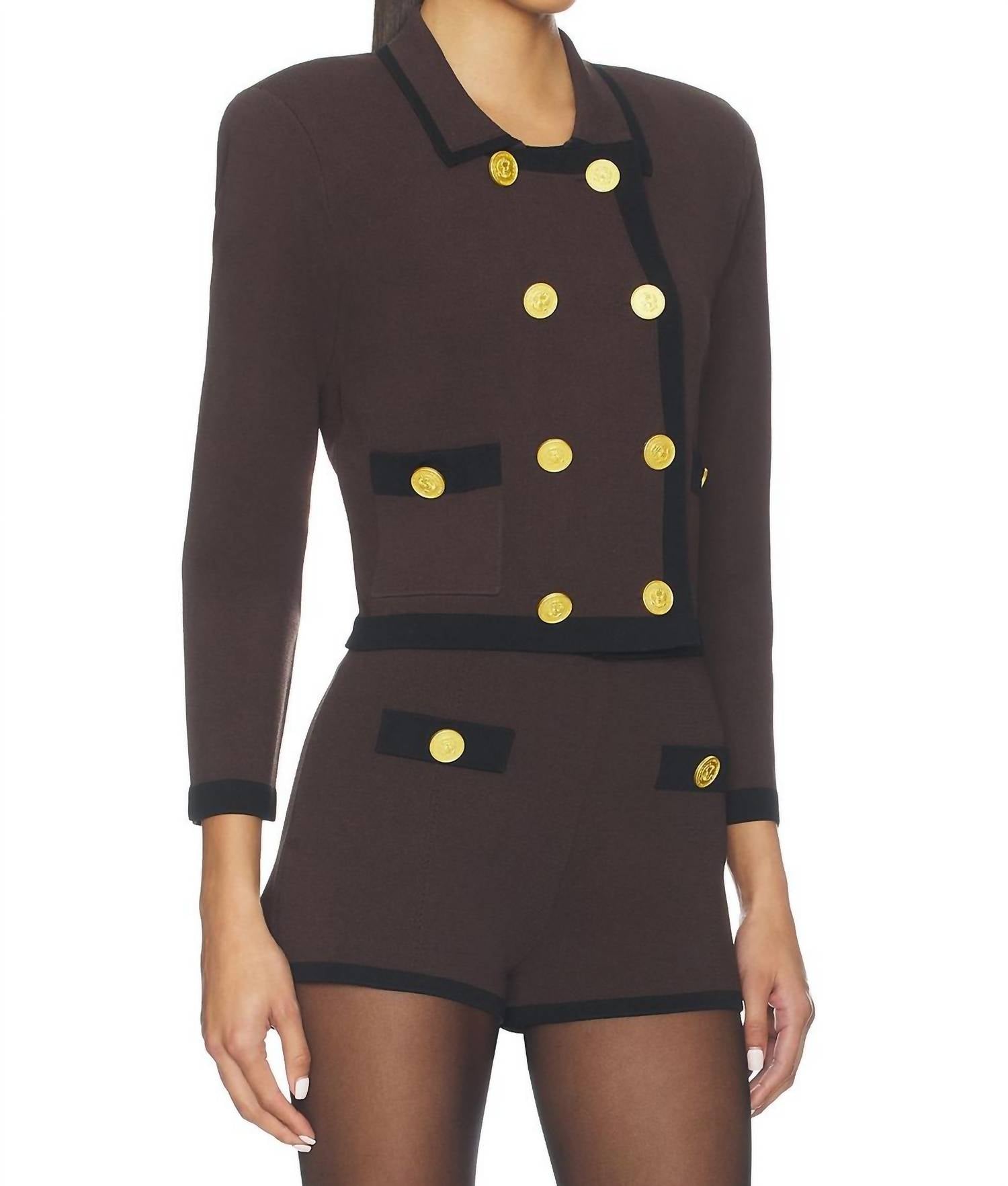 L'Agence Lumi Pull On Short in dark brown black - women's shorts - alternate view