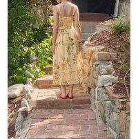 Moon River - Sleeveless Square Neck Floral Print Midi Dress