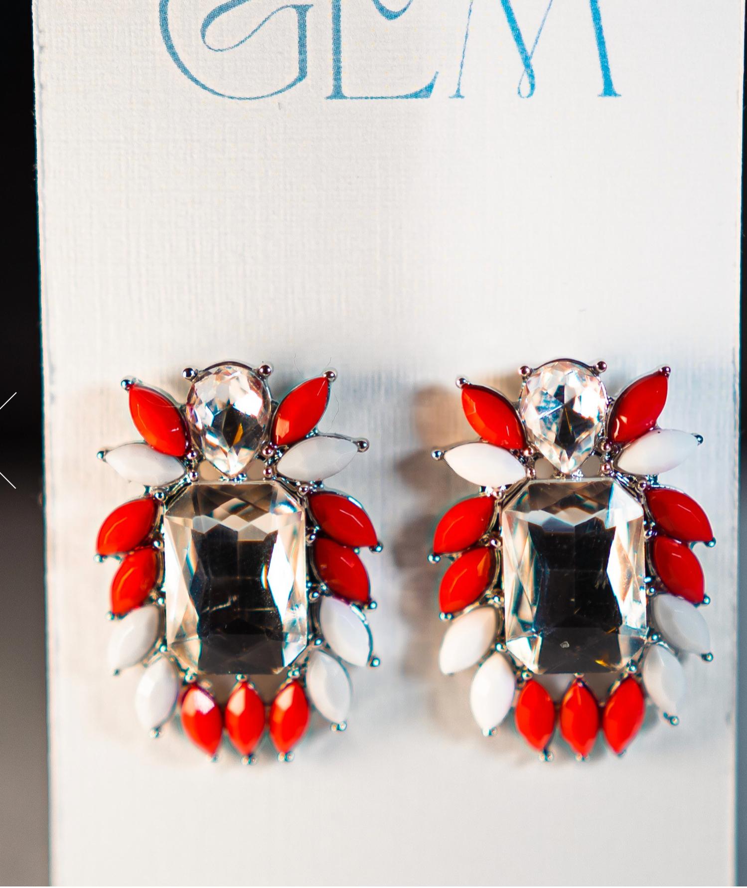 Stadium Gem - Women's Game Day Glam Cluster Earrings
