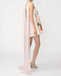Sau Lee - Ruby Satin Dress With Scarf