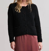 BAREFOOT DREAMS Cozychic Textured Button Front Cardigan in black 1 - women's cardigan