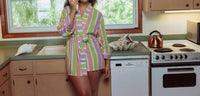 Kilo Brava Short Robe With Pockets in painted stripe - women's intimate - alternate view