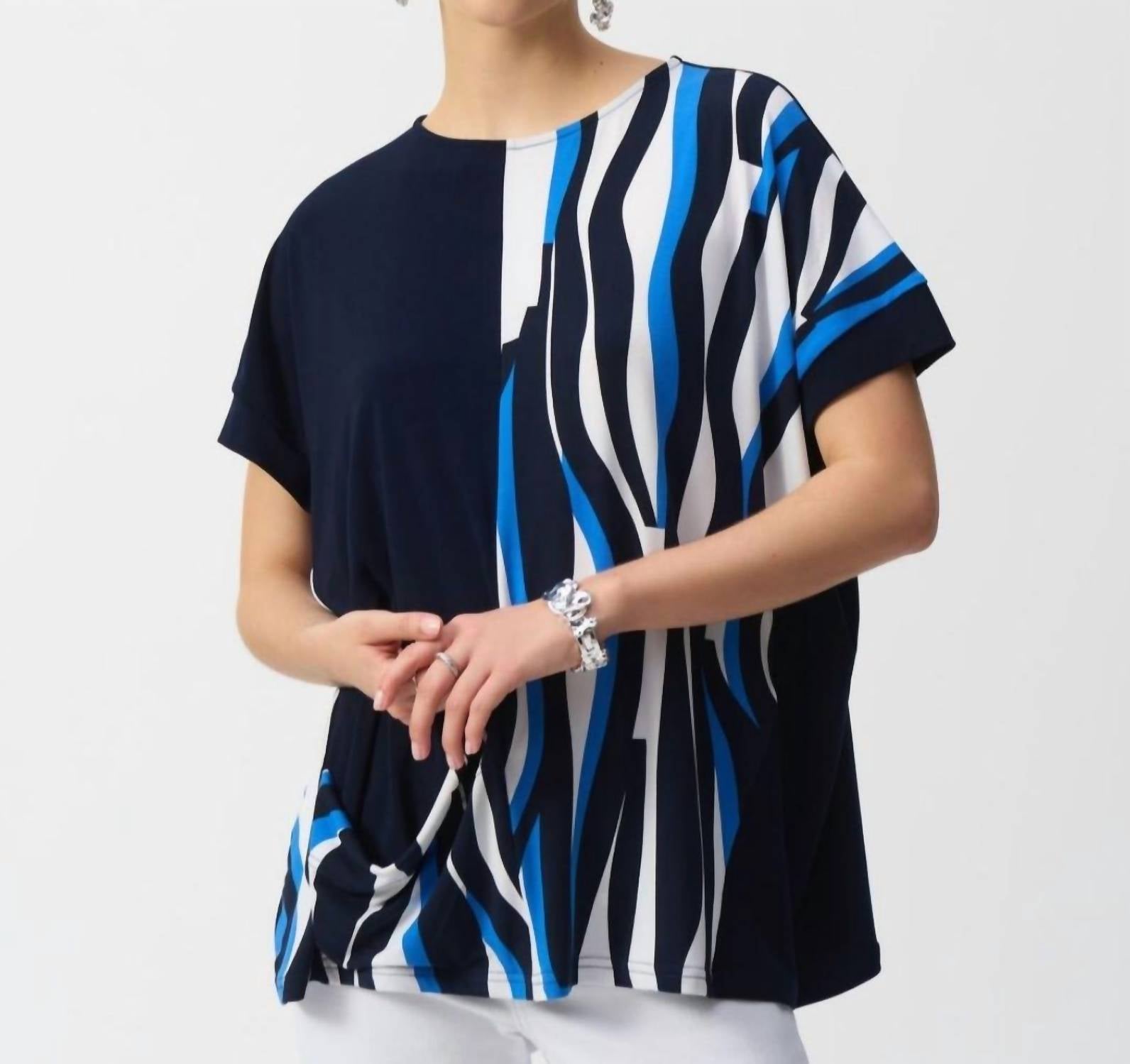 Joseph Ribkoff - Silky Knit Geometric Print Boxy Top