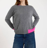 Brodie Cashmere Colour Pop Maya Cashmere Jumper in mid grey - women's sweater - view 4