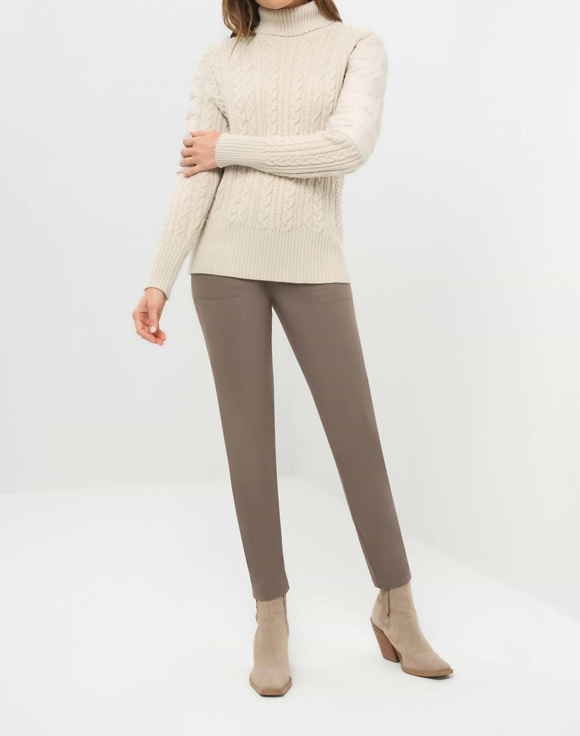 Anatomie Eloisa Cableknit Padded Sweater in stone - women's sweater
