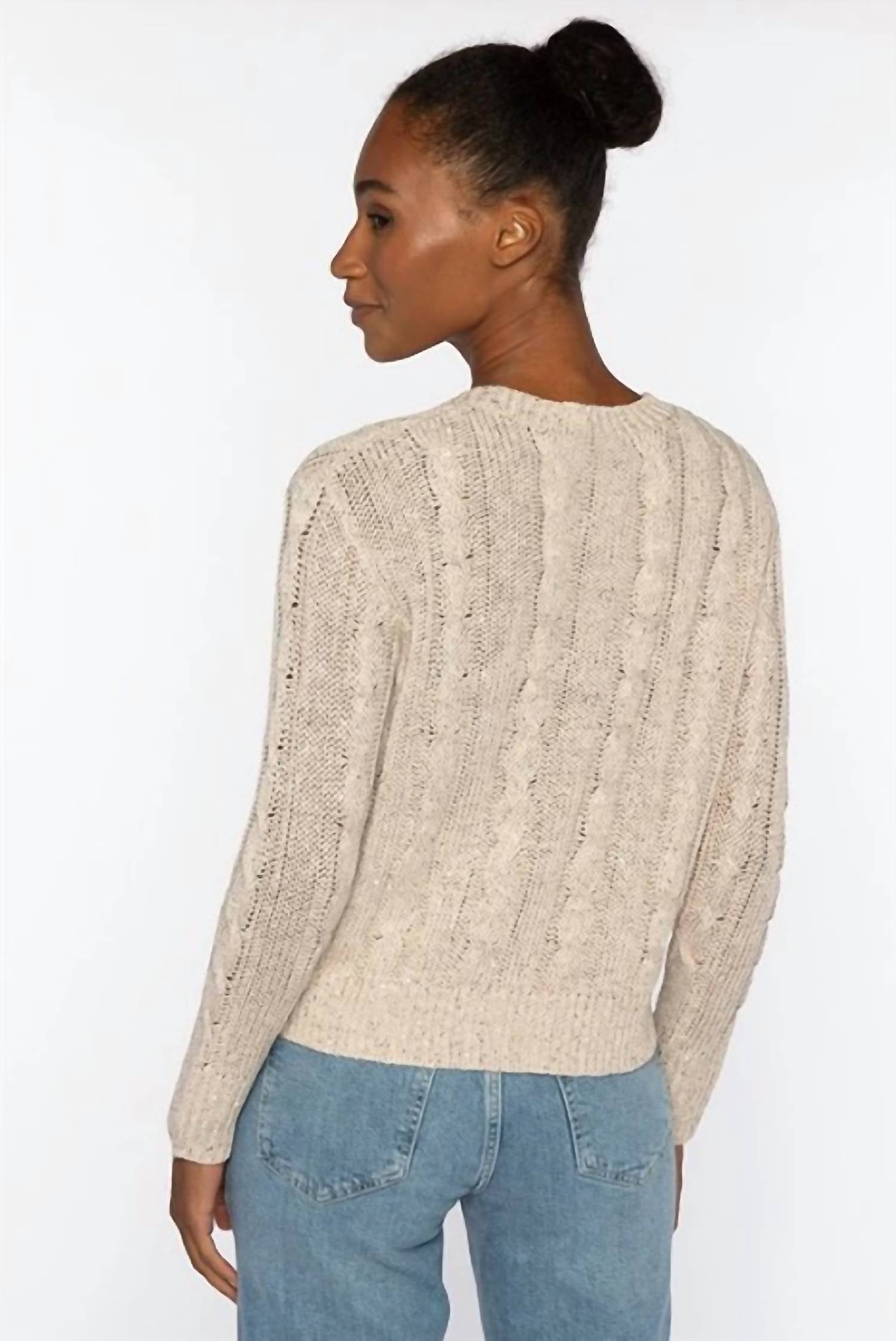 Kinross - Sequin Cable Vee Pullover