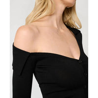 We Wore What - Off The Shoulder Collared Shirt