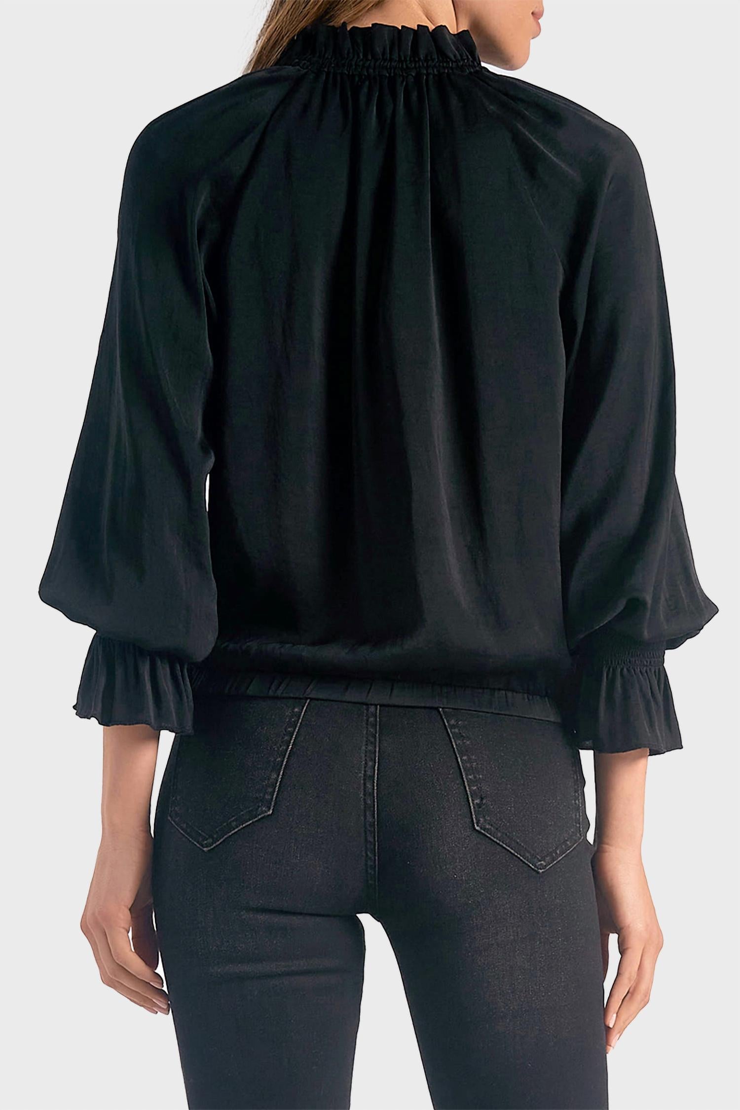 Elan - Long Sleeve Ruffle Collar Blouse
