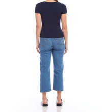 Fifteen Twenty Mindy Bamboo Rib Knit Tee in navy - women's t-shirt - detail view