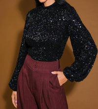 Flying Tomato - Longsleeve Sequin Top