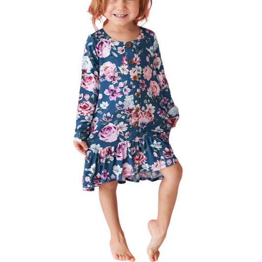 Posh Peanut - Girl's Long Sleeve Henley Hi Low Dress