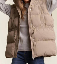 Adora - PUFFY HOODIE VEST WITH WAIST DRAWSTRING