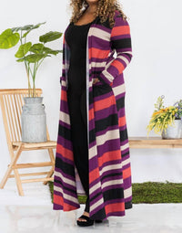 Karen T Design - Striped Long Sleeve Cardigan