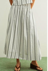 MIOU MUSE Blaire Smock Waist Long Skirt in black oatmeal - women's skirt