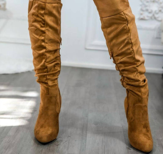 Surelymine - Women's Unmatchable Pointy Slouchy Knee And Thigh High Boots