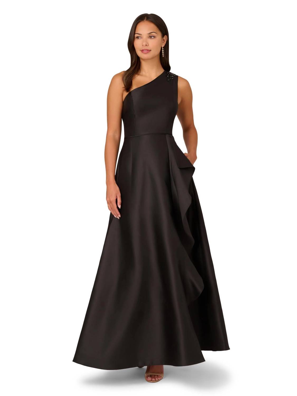 Adrianna Papell - One Shoulder Mikado Gown