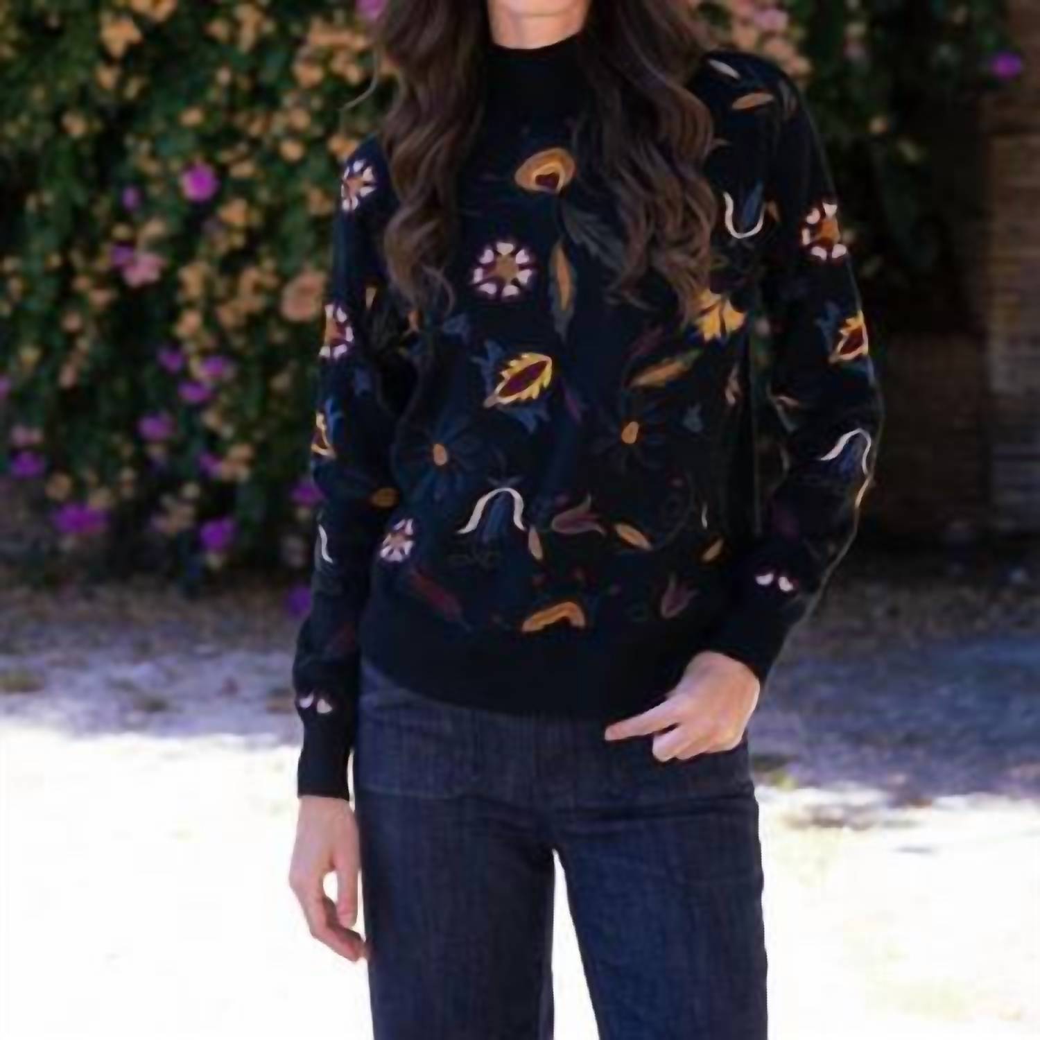 Charlie B - Embroidered Mock Neck Sweater