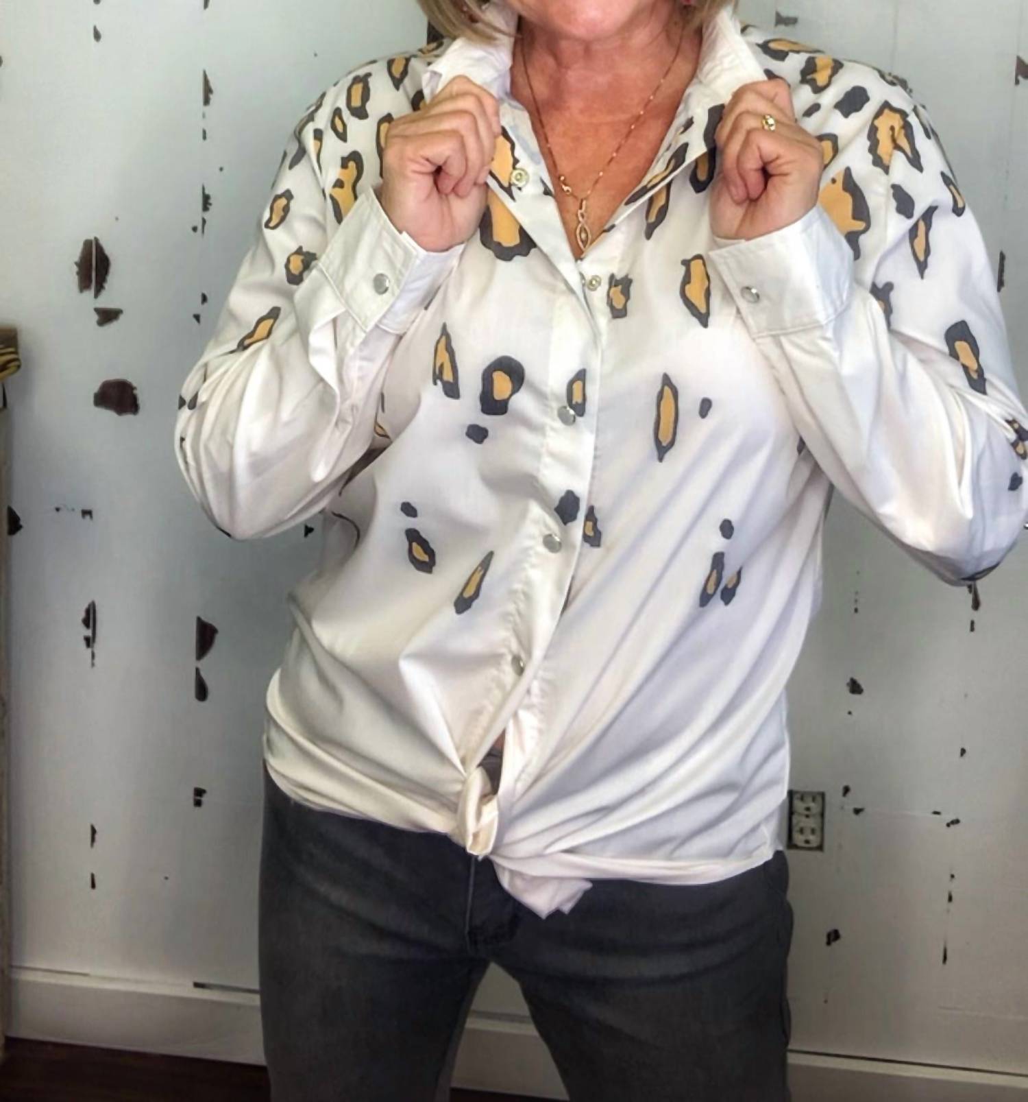 Lucky & Blessed - Cheetah Button Up Top